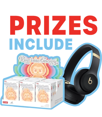 Free Raffle - Prizes include "Big into Energy", headphones, and more